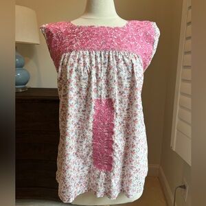 J Marie Womens Medium Floral, Sleeveless Top with Embroidered Detail